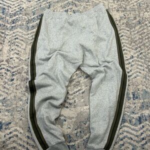 Champion Gray Kids Sweatpants with Olive Stripes